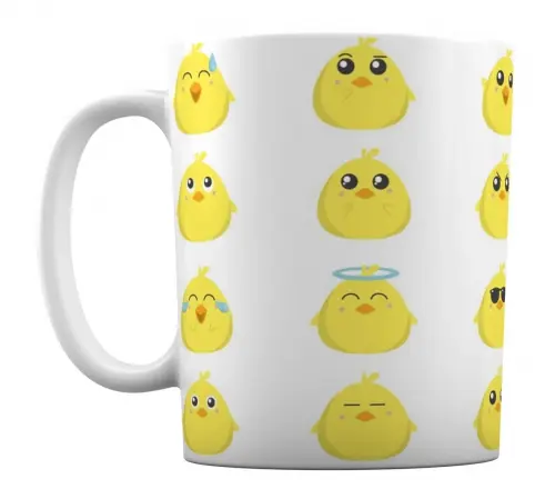 Caneca Branca Personalizada Lembrancinha Emoji Pintinho