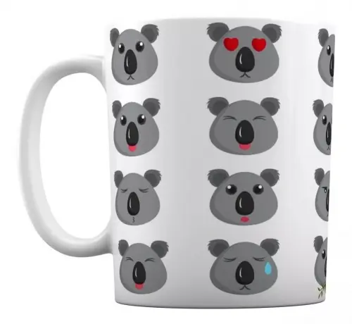 Caneca Branca Personalizada Emoji Coala