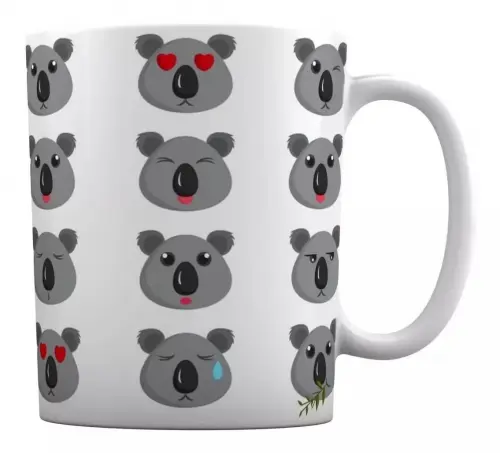 Caneca Branca Personalizada Emoji Coala