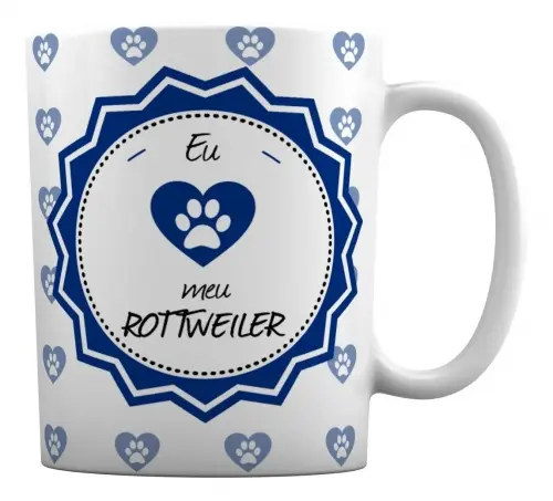 Caneca Branca Personalizada Cachorro Rottweiler
