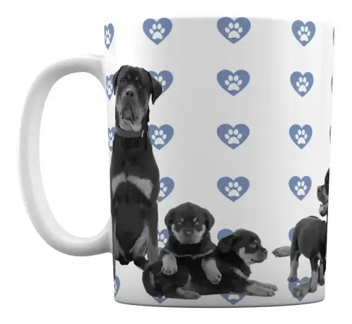 Caneca Branca Personalizada Cachorro Rottweiler