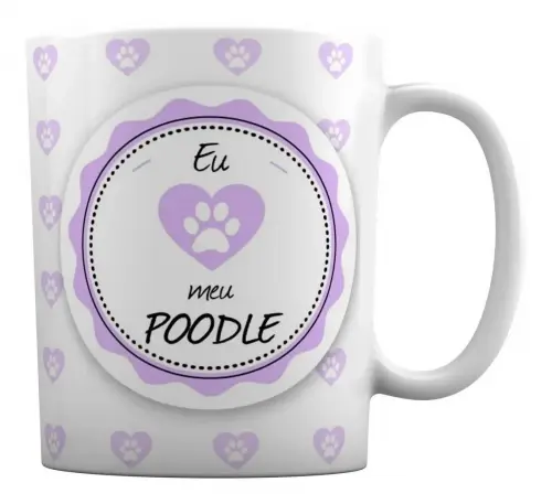 Caneca Branca Personalizado Cachorro Poodle