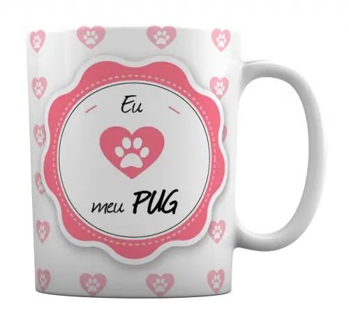 Caneca Branca Personalizado Cachorro Pug
