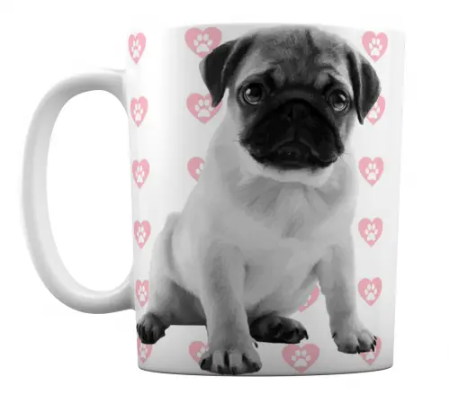 Caneca Branca Personalizado Cachorro Pug