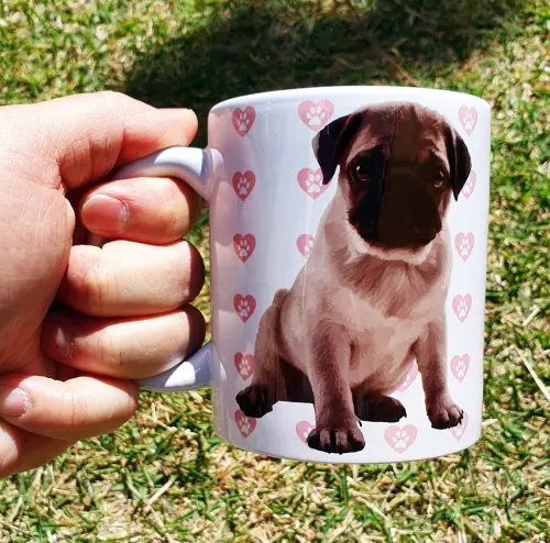 Caneca Branca Personalizado Cachorro Pug