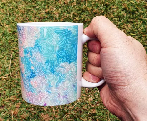Caneca Branca Personalizado Abstrato Sangue Azul