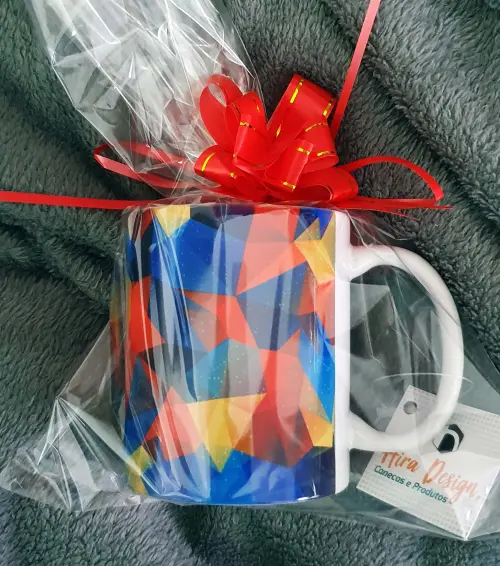 Caneca Branca Personalizado Abstrato Quadriculado