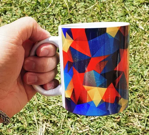 Caneca Branca Personalizado Abstrato Quadriculado