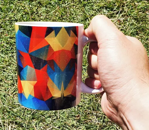 Caneca Branca Personalizado Abstrato Quadriculado