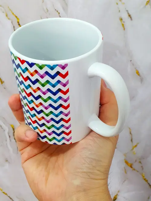Caneca Branca Personalizado Abstrato Zig Zag
