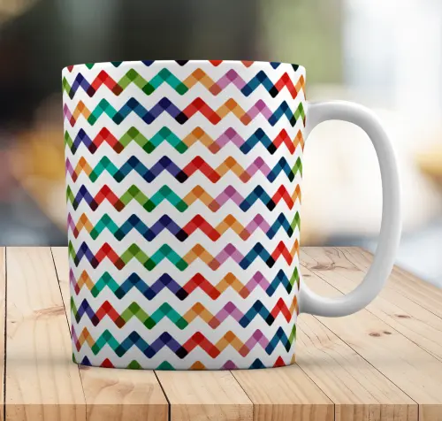 Caneca Branca Personalizado Abstrato Zig Zag