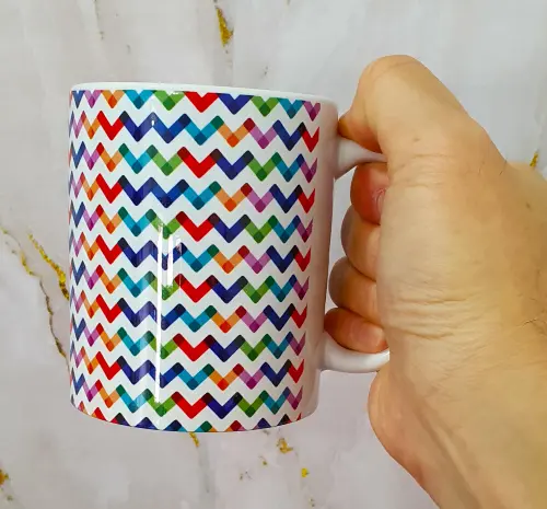 Caneca Branca Personalizado Abstrato Zig Zag