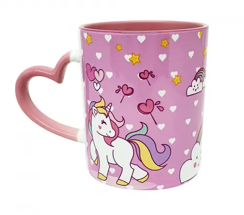 Caneca Alça Coração Rosa Personalizada Unicórnio