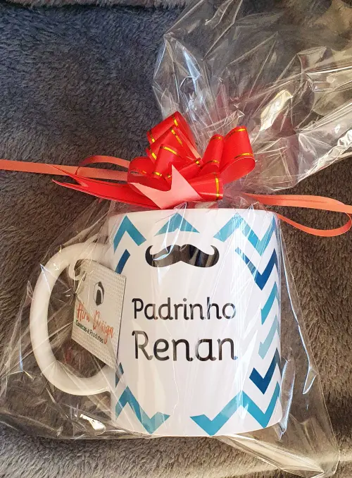 Caneca Branca Promovido a Dindo Padrinho Chevron