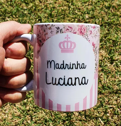 Caneca Branca Personalizada Madrinha de Consagração