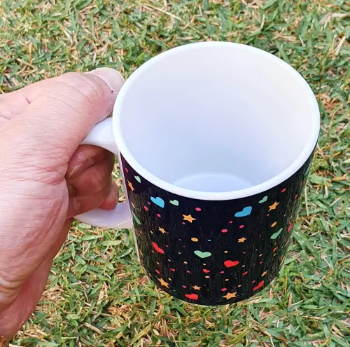 Caneca Branca Unicórnio Feliz Personalizada - com Nome