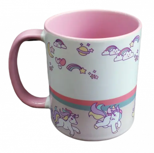 Caneca Rosa Personalizada Ginasta e Unicórnio - com Nome
