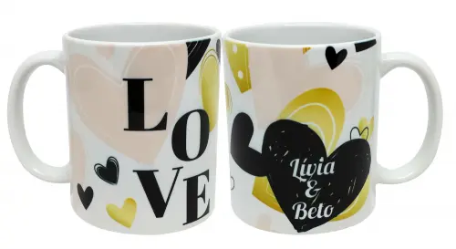 Caneca Branca Personalizada Namorada Namorado Amor Coração
