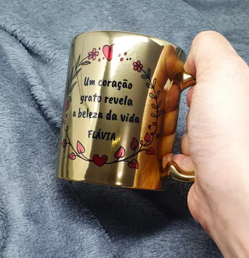 Caneca Cromada Dourada Personalizado para Amigos (unidade)