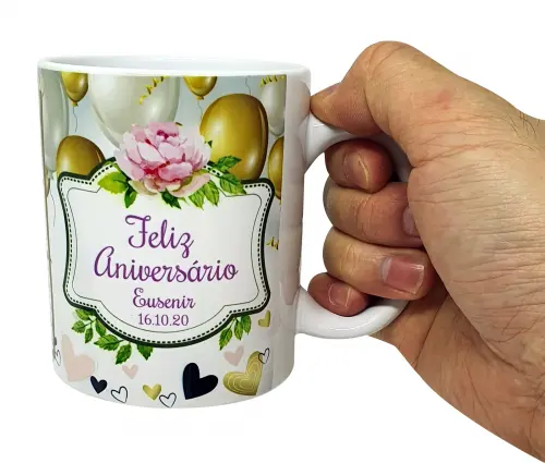 Caneca Branca para Aniversário Personalizado Amiga, Amigo