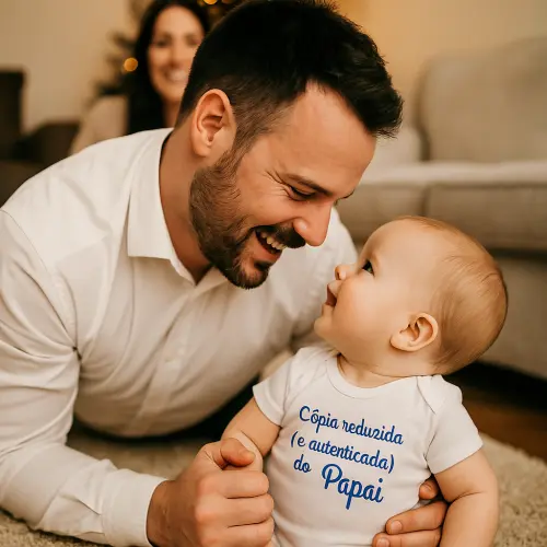 Body Baby Branco Personalizada - Cópia Reduzida do Papai