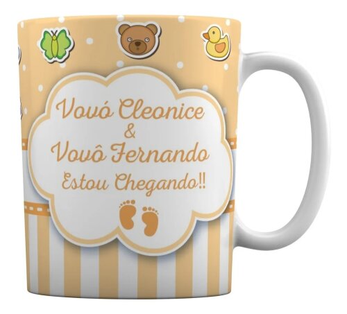 Caneca Branca Grávida / Batizado Supresa para Vovô e Vovó