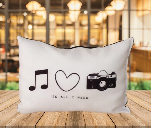 Almofada Decorativa Música e Fotografia Personalizada