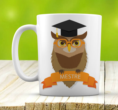 Caneca Branca Personalizada Professor Coruja