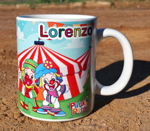 Caneca Branca Personalizada - Palhaços Patati Patata