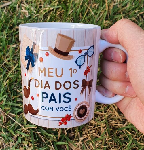 Caneca Branca Personalizado - Meu 1º Dia dos Pais (com Foto)