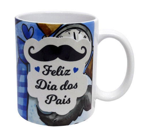Caneca Branca Personalizada Presente Feliz Dia dos Pais