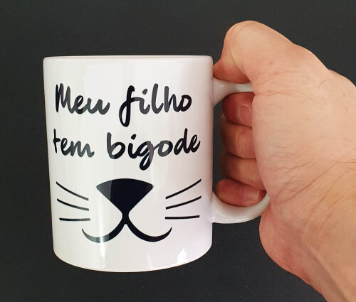 Caneca Branca Gato Personalizada - Meu Filho Tem Bigode
