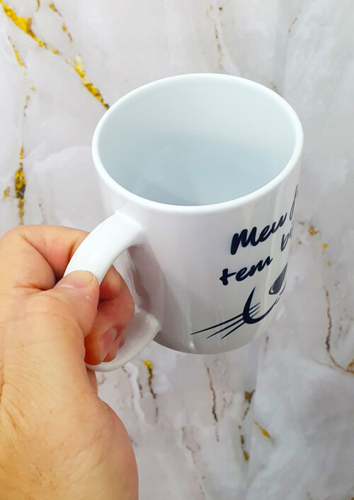 Caneca Branca Cachorro Personalizado - Meu Filho Tem Bigode