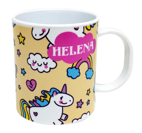 Caneca Plástico Polímero Personalizada Unicórnio