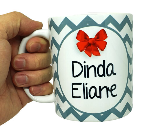 Caneca Branca Personalizada Chevron Dinda Madrinha