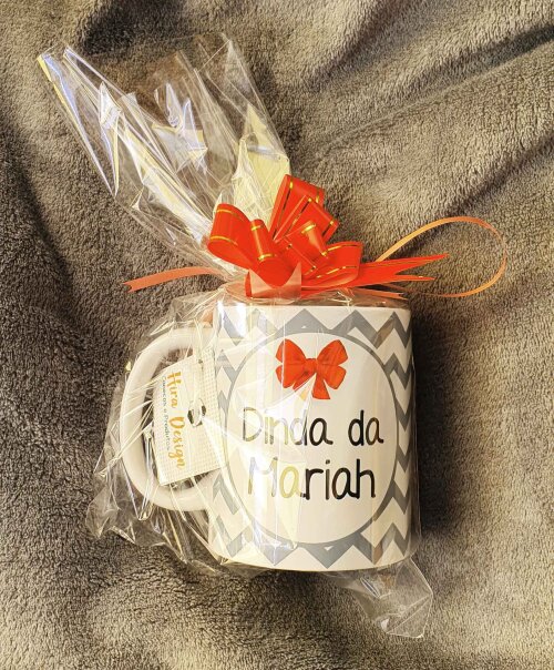 Caneca Branca Personalizada Chevron Dinda Madrinha