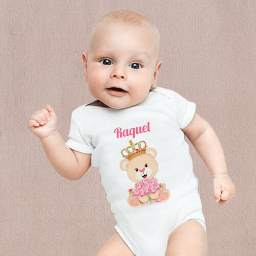 Body Baby Branco Personalizado Ursinha Princesa