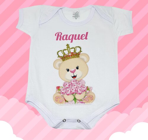 Body Baby Branco Personalizado Ursinha Princesa