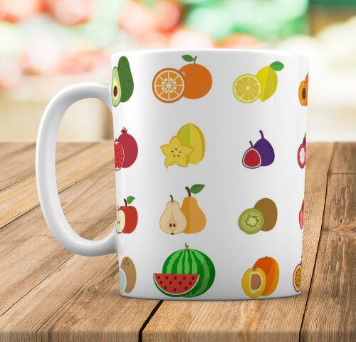 Caneca Branca Personalizada Frutas (nutrição)