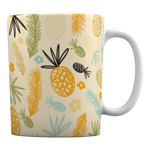 Caneca Branca Personalizado Fruta Abacaxi