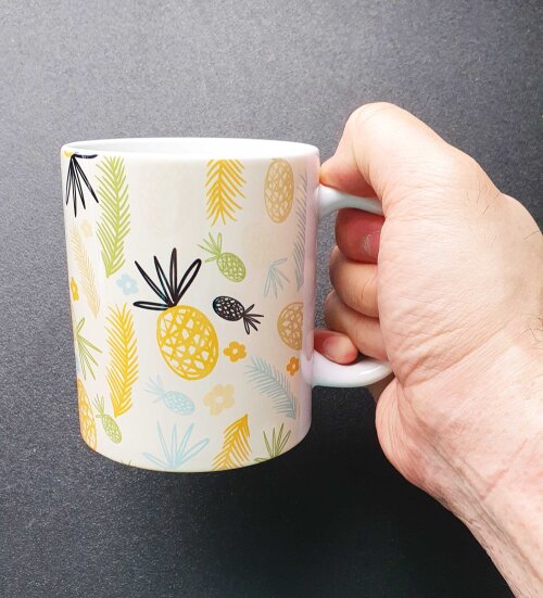 Caneca Branca Personalizado Fruta Abacaxi