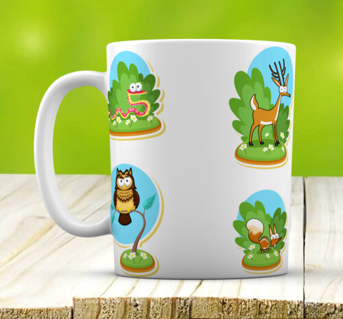 Caneca Branca Personalizado Animais da Selva