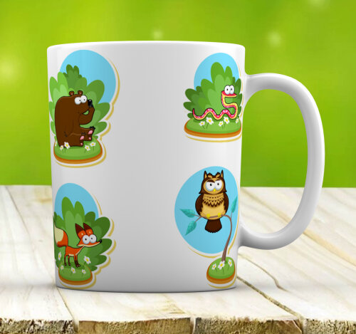 Caneca Branca Personalizado Animais da Selva