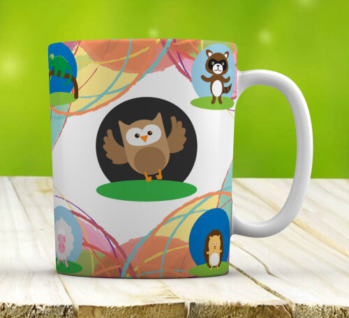 Caneca Branca Personalizada Ave de Rapina Coruja Feliz