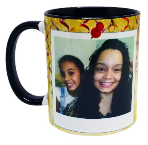 Caneca Preta Personalizada Presente para Aniversário, Festa