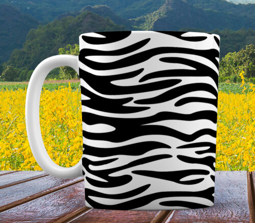 Caneca Branca Porcelana Personalizada Pele Zebra
