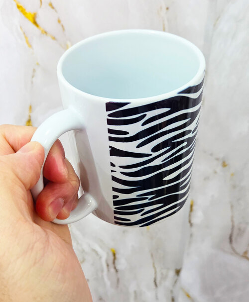 Caneca Branca Porcelana Personalizada Pele Zebra