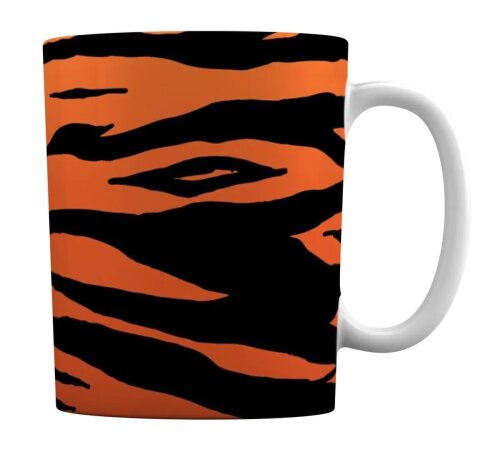 Caneca Branca Porcelana Personalizado Pele Decorativo Tigre