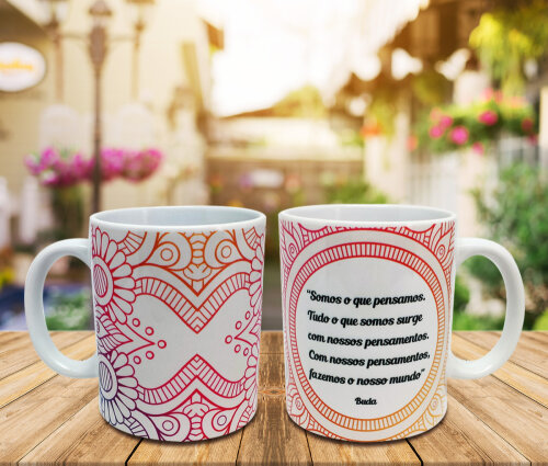 Caneca Branca Personalizada Mensagem Motivacional - Buda