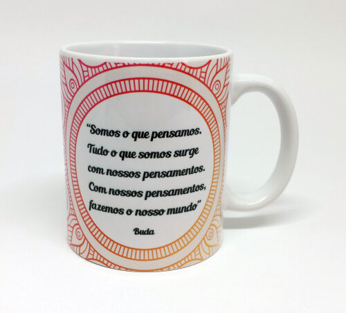 Caneca Branca Personalizada Mensagem Motivacional - Buda